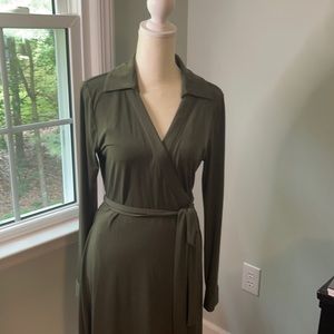 Olive green Calvin Klein Wrap Dress